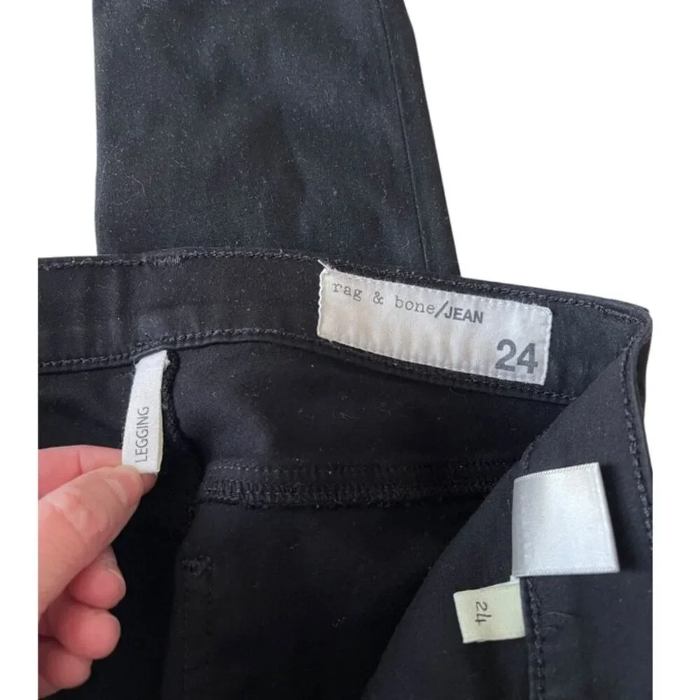 Rag & bone the legging in coated black Shimmer Stretch Jegging Women’s Size 24 - Picture 11 of 12